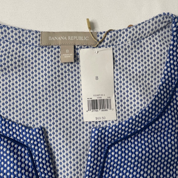 NWT Banana Republic textured Riviera Blue peplum top Size 8 - Picture 9 of 11